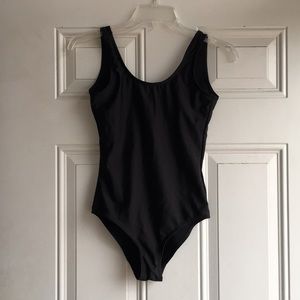 Low back high cut one piece swim suit